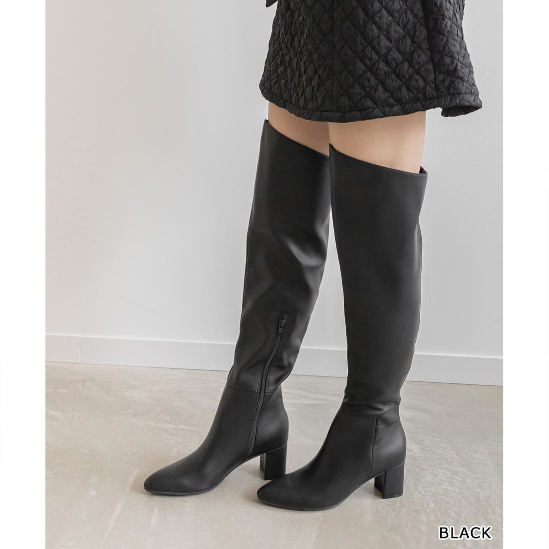 RANDA 晴雨兼用 キルティング チェーン ブラック ロングブーツ SALE】晴雨兼用 キルティング×チェーンロングブーツ｜RANDA公式