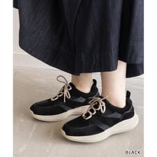 ＜23秋冬新作＞【22.5-25.5】異素材コンビスニーカー
