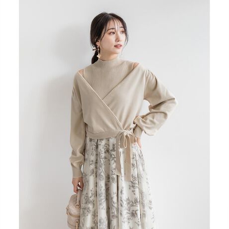 23秋冬新作＞ニットドッキングボレロワンピース | ランダ(RANDA  