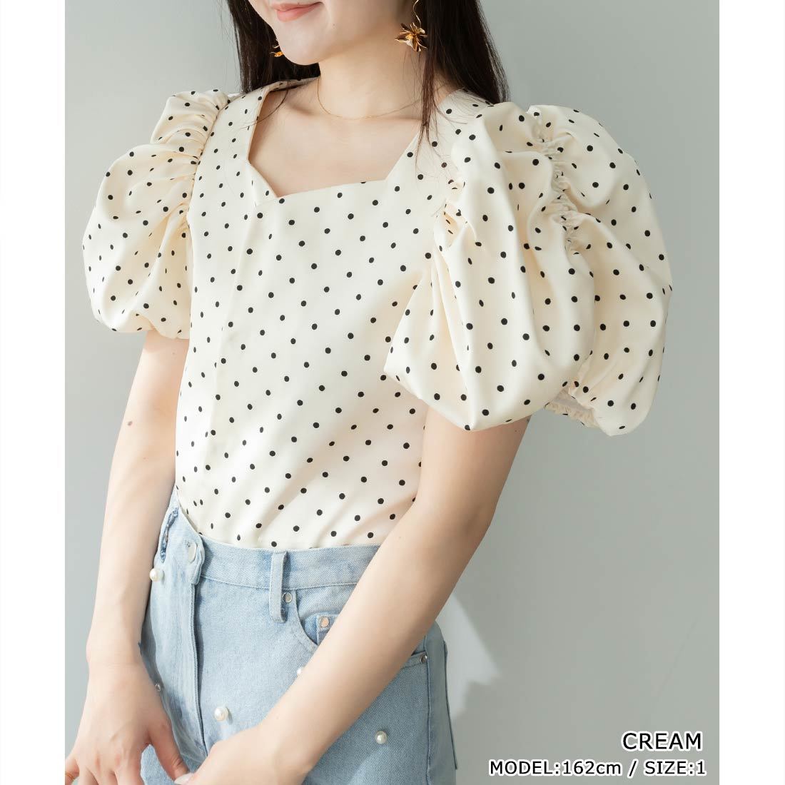 パフスリーブ　ブラウス　randa バルーンギャザーブラウス　半袖　夏服 パフスリーブ ブラウス randa バルーンギャザーブラウス 半袖