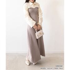 ＜24春夏新作＞シャツドッキングニットワンピース