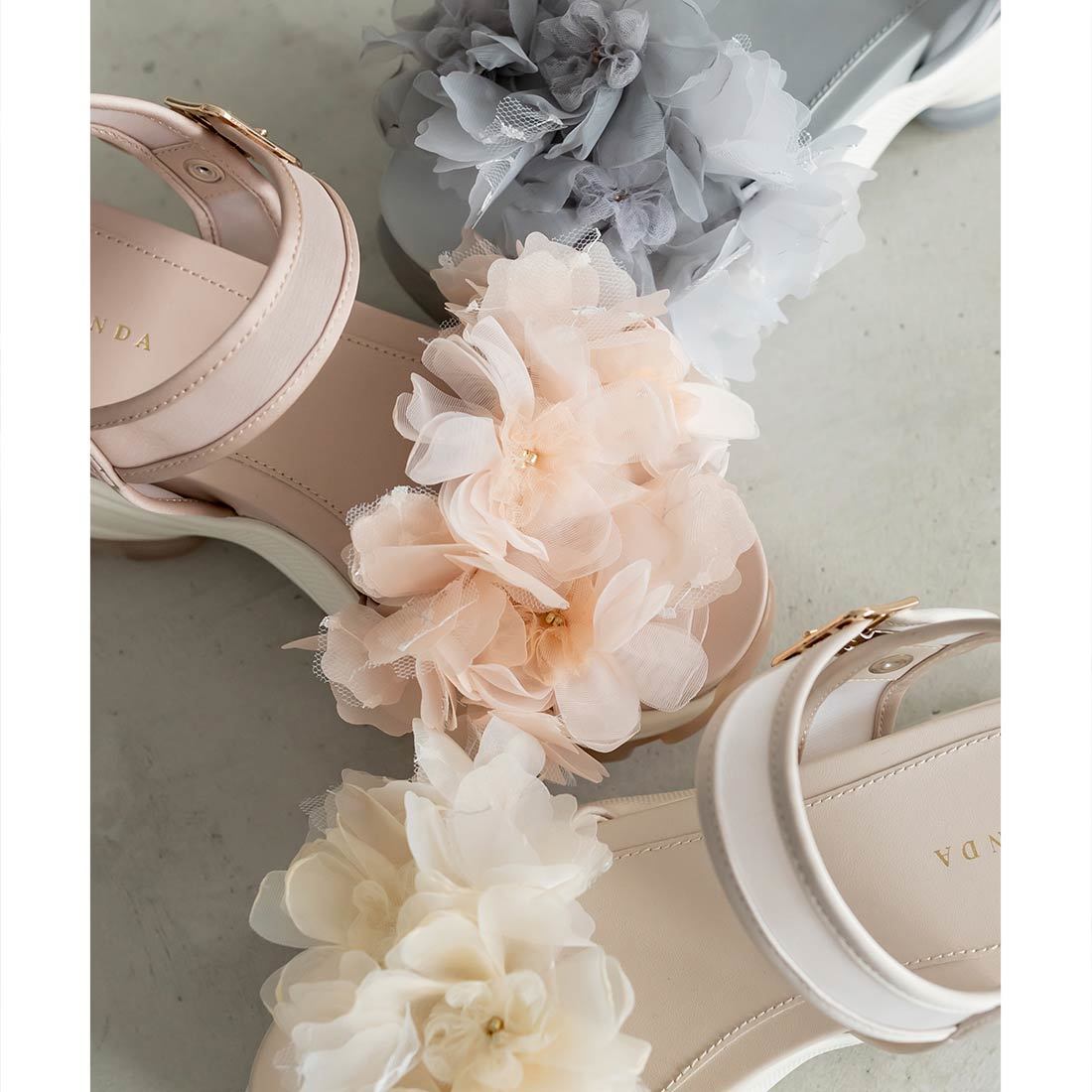 22.5-25.5】ボリュームフラワースポーツサンダル | ランダ(RANDA