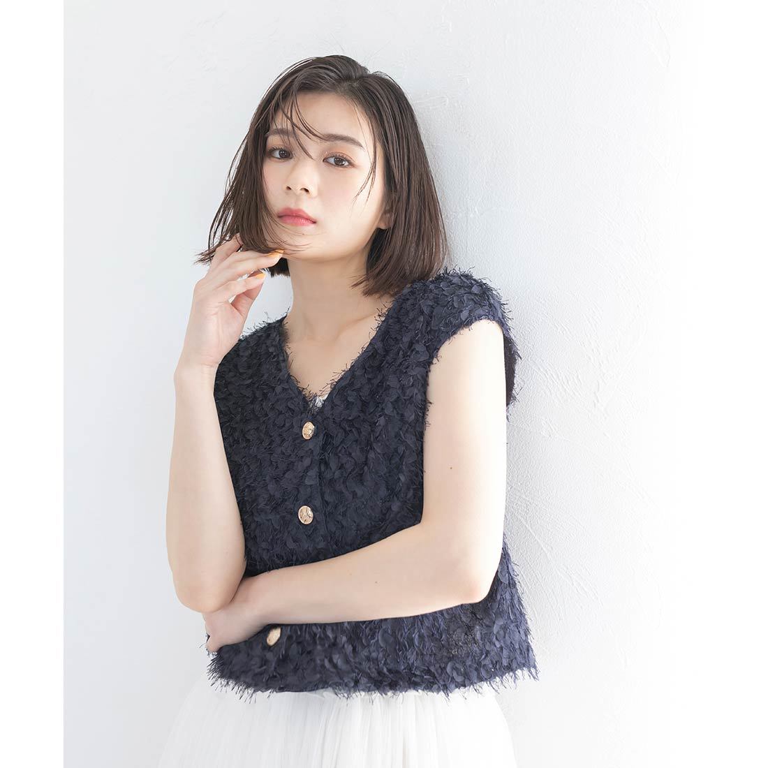 フリンジトップス＆チュールワンピースセット | ランダ(RANDA