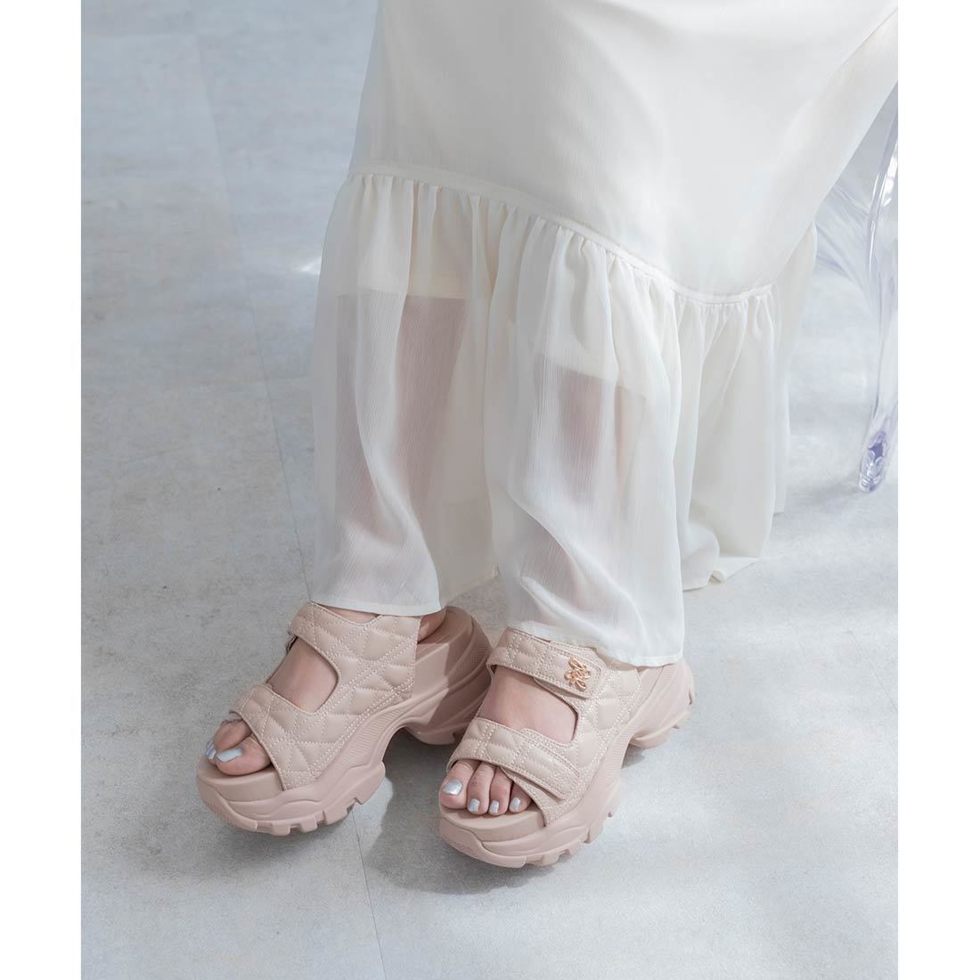 ストレスフリー/シフォンフラワーサンダル ランダ RANDA ストレスフリー/シフォンフラワージュートサンダル