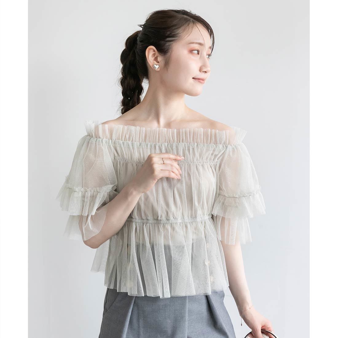 RANDA シャーリングオフショルトップス RANDA｜シャーリングオフショルトップス | Rakuten Fashion(楽天