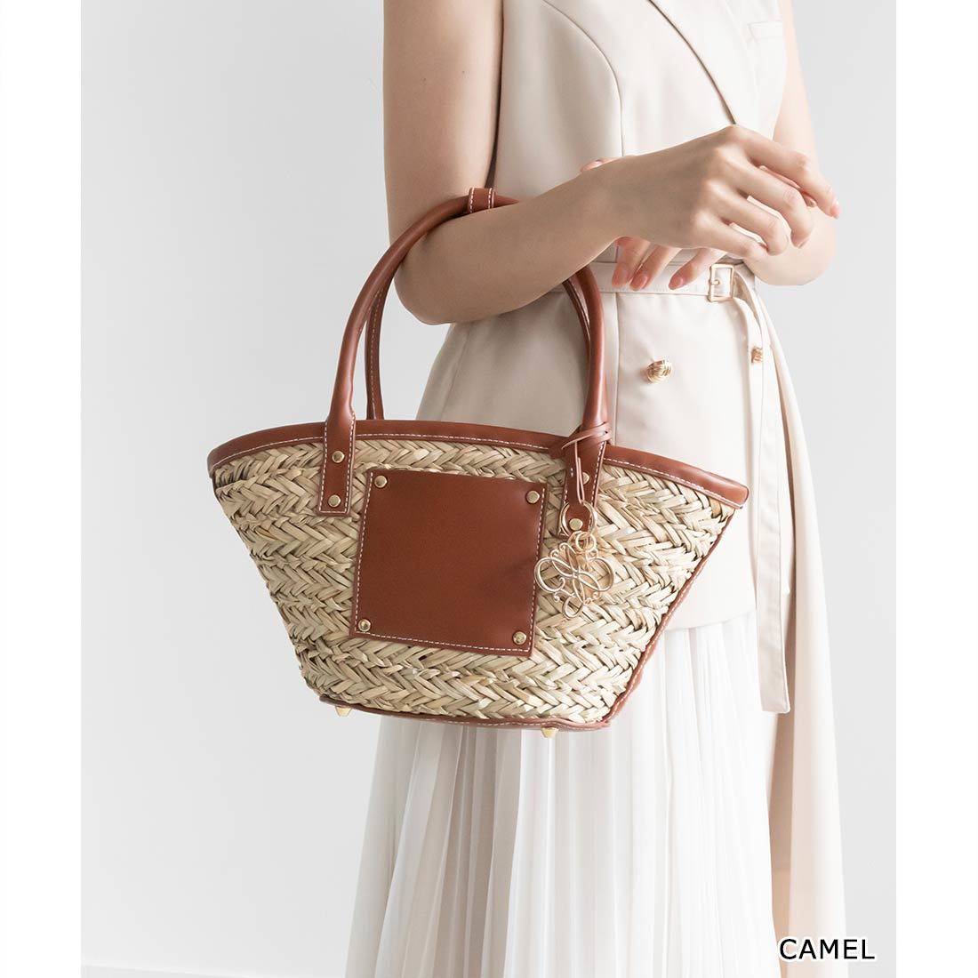 早い者勝ち❣️未使用RANDA ステッチデザインバスケットバッグブラウンかごバッグ 24春夏新作＞ステッチデザインバスケットバッグ | ランダ(RANDA
