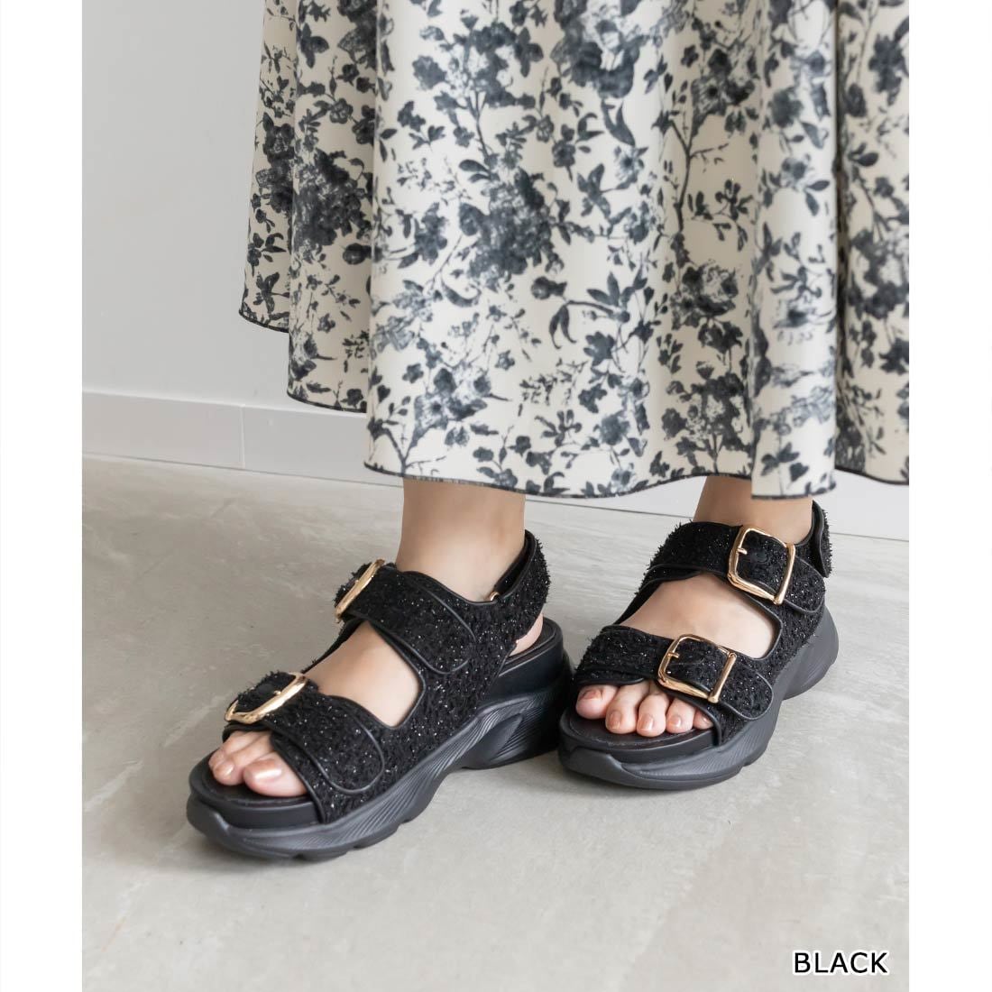 美品⭐️RANDA ランダブラック ビッグリボンマルチウェイスポーツサンダル ビッグリボンマルチウェイスポーツサンダルRANDA公式サイト