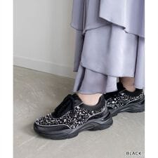 【22.5-25.5】2WAY ビジューツイードスニーカー