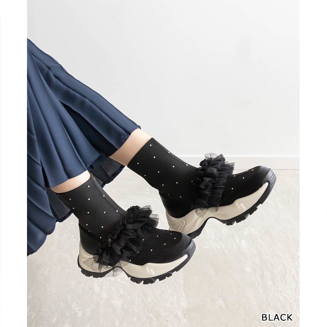 25春夏新作＞【22.5-25.5】ビジューモノグラムパーツスニーカー