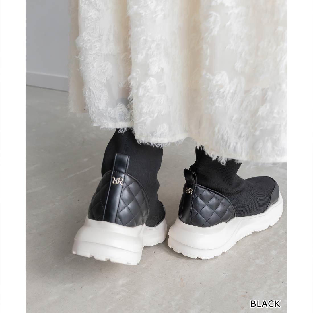 25秋冬新作＞【22.5-25.5】キルティングプラットフォームスニーカー