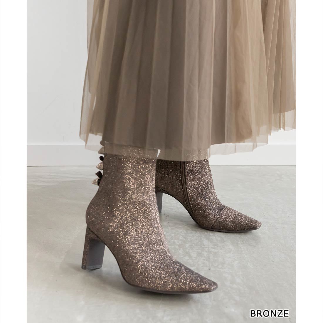 22.5-25.5】モノグラムパーツショートムートンブーツ | ランダ(RANDA