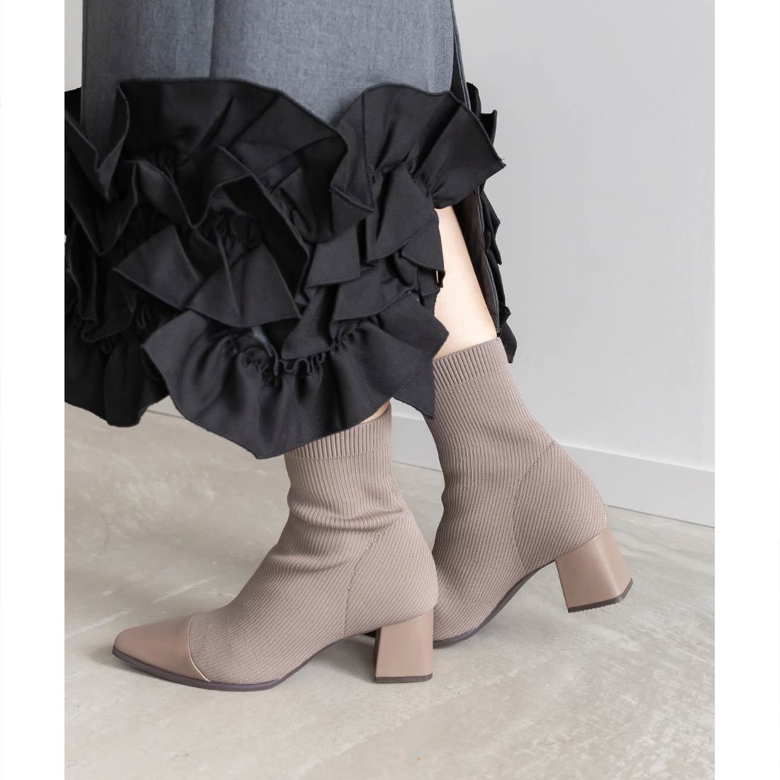 RANDA 【SUSTAINABLE】ベーシックニットブーツ ランダ RANDA 【SUSTAINABLE】ベーシックニットブーツ （BLACK