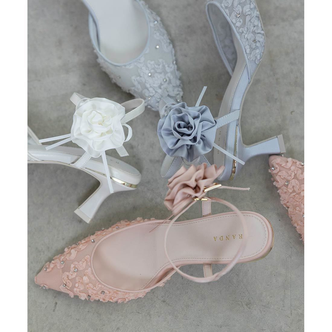 Flower Collection】2WAYフラワーモチーフアンクルストラップパンプス