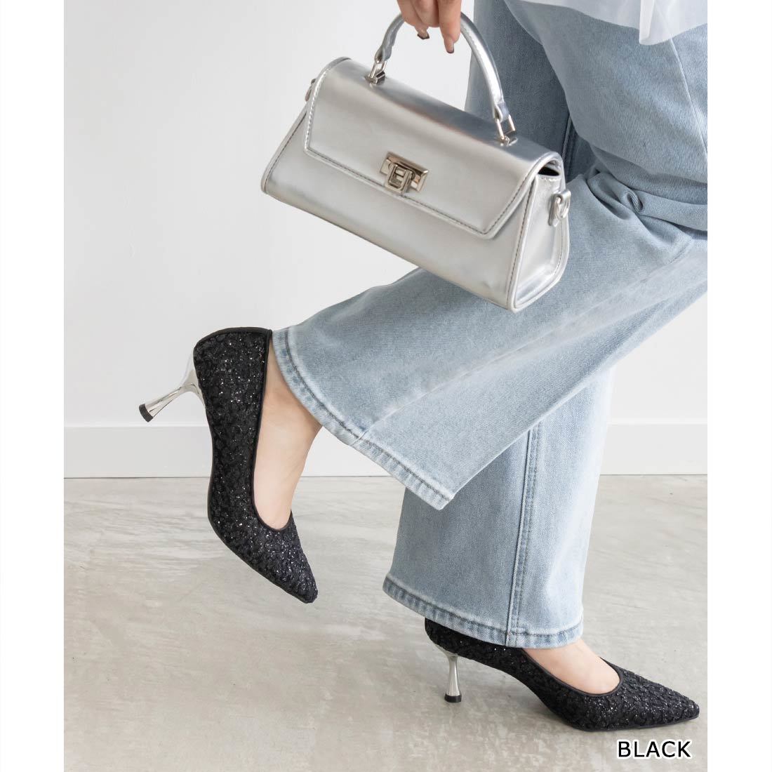 RANDA グリッターチュールパンプス 25cm グリッターチュールパンプスRANDA公式サイト
