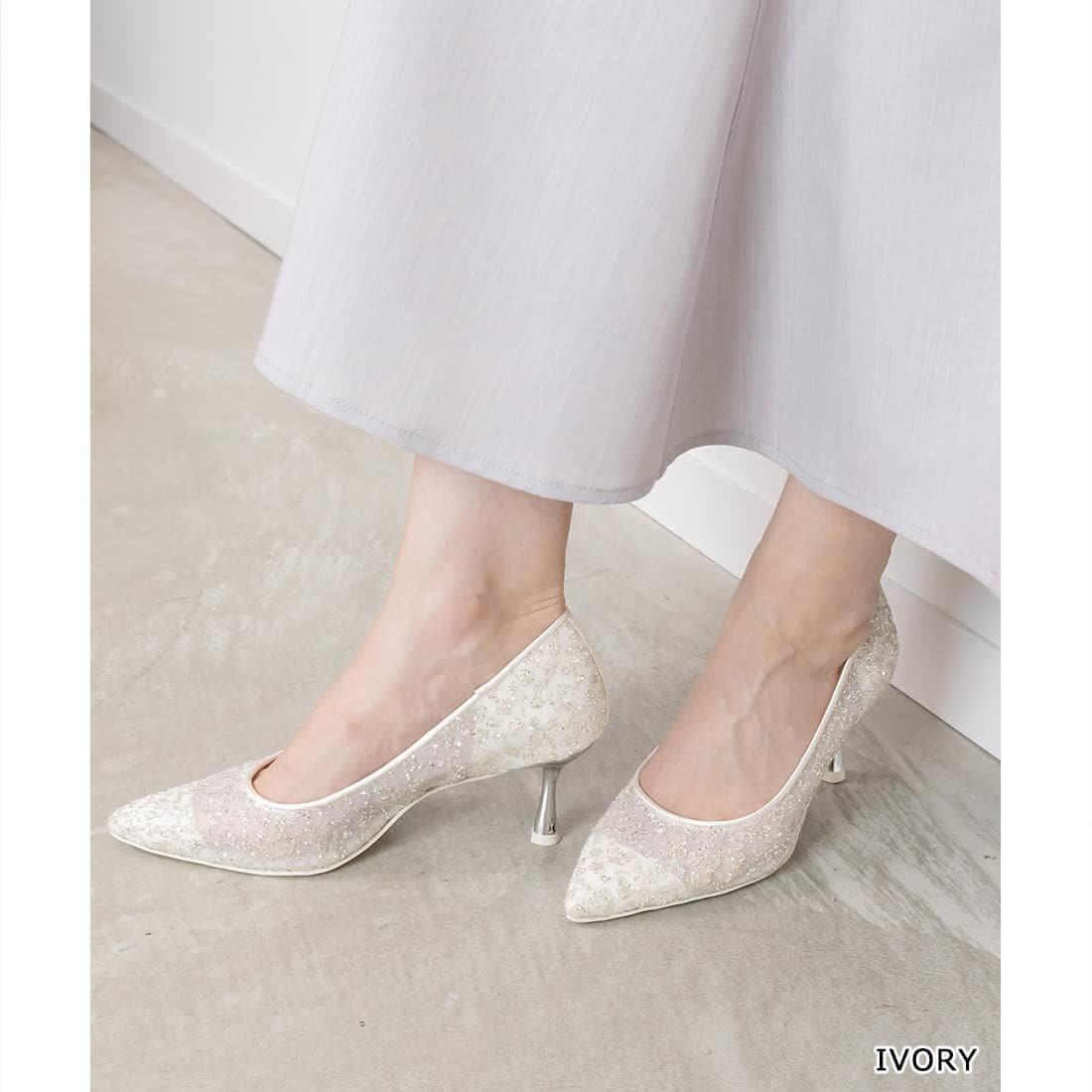 RANDA グリッターチュールパンプス 25cm グリッターチュールパンプスRANDA公式サイト