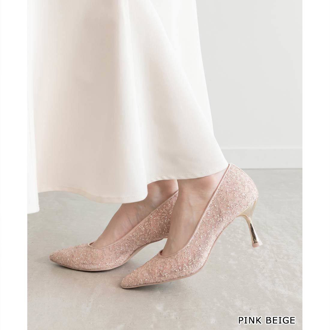 【21.5-25.5】グリッターチュールパンプス