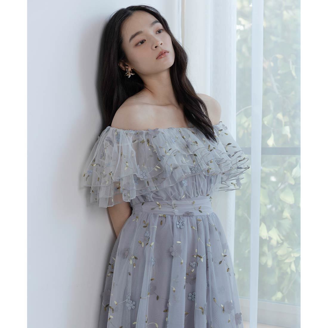 【RANDA】2WAYショルダーフラワー刺繍ワンピース 25春夏新作＞【Flower Collection】2WAYショルダーフラワー刺繍
