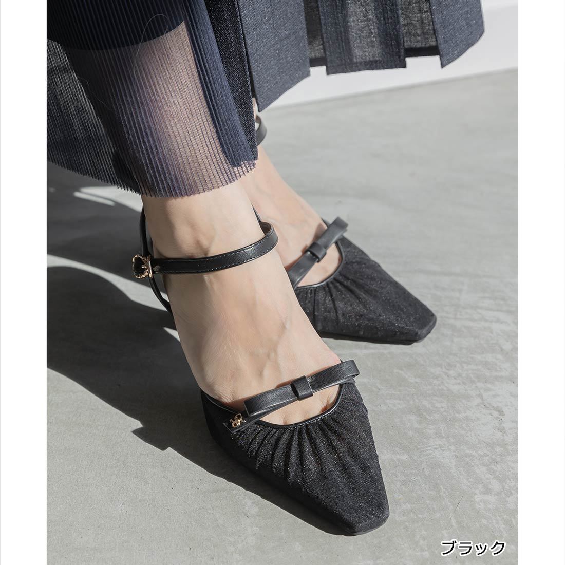 【22.5-25.5】シアーリボンストラップパンプス