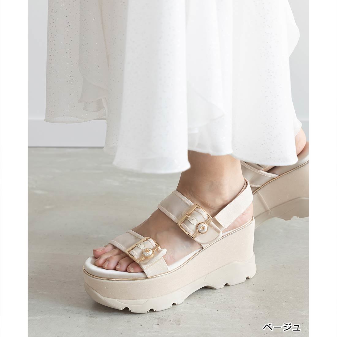 22.5-25.5】パールバックルウェッジスポーツサンダル | ランダ(RANDA