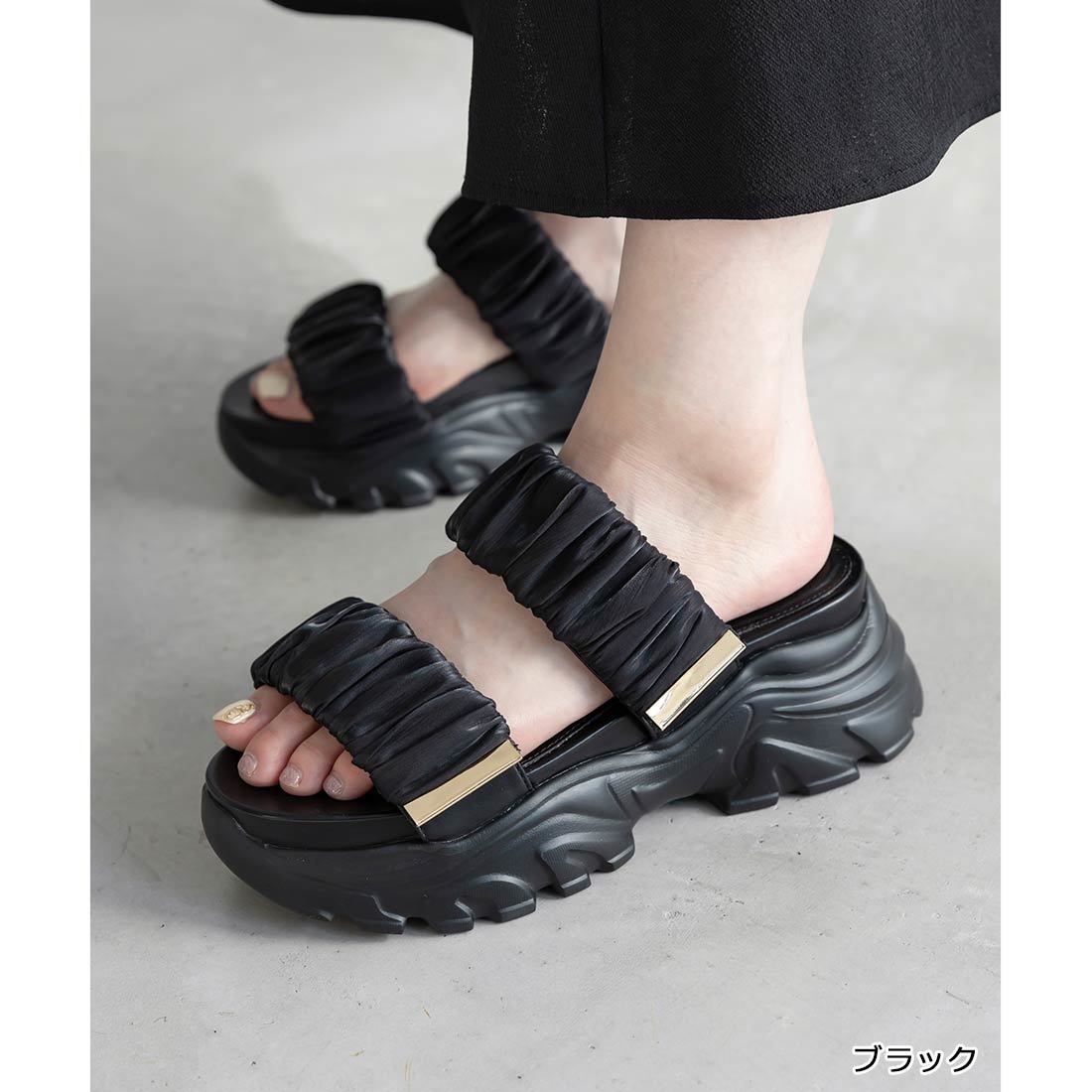 22.5-25.5】パールバックルボリュームソールスポーツサンダル | ランダ