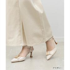 【22.5-25.5】ビジューパーツストラップパンプス