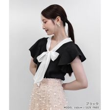 ボウタイリボンニットトップス