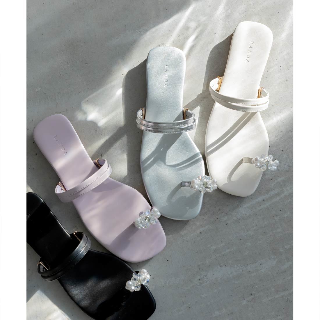 22.5-25.5】チュールフリルクリアヒールサンダル | ランダ(RANDA