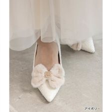 【22-25.5】2WAY ファーリボンパーツパンプス