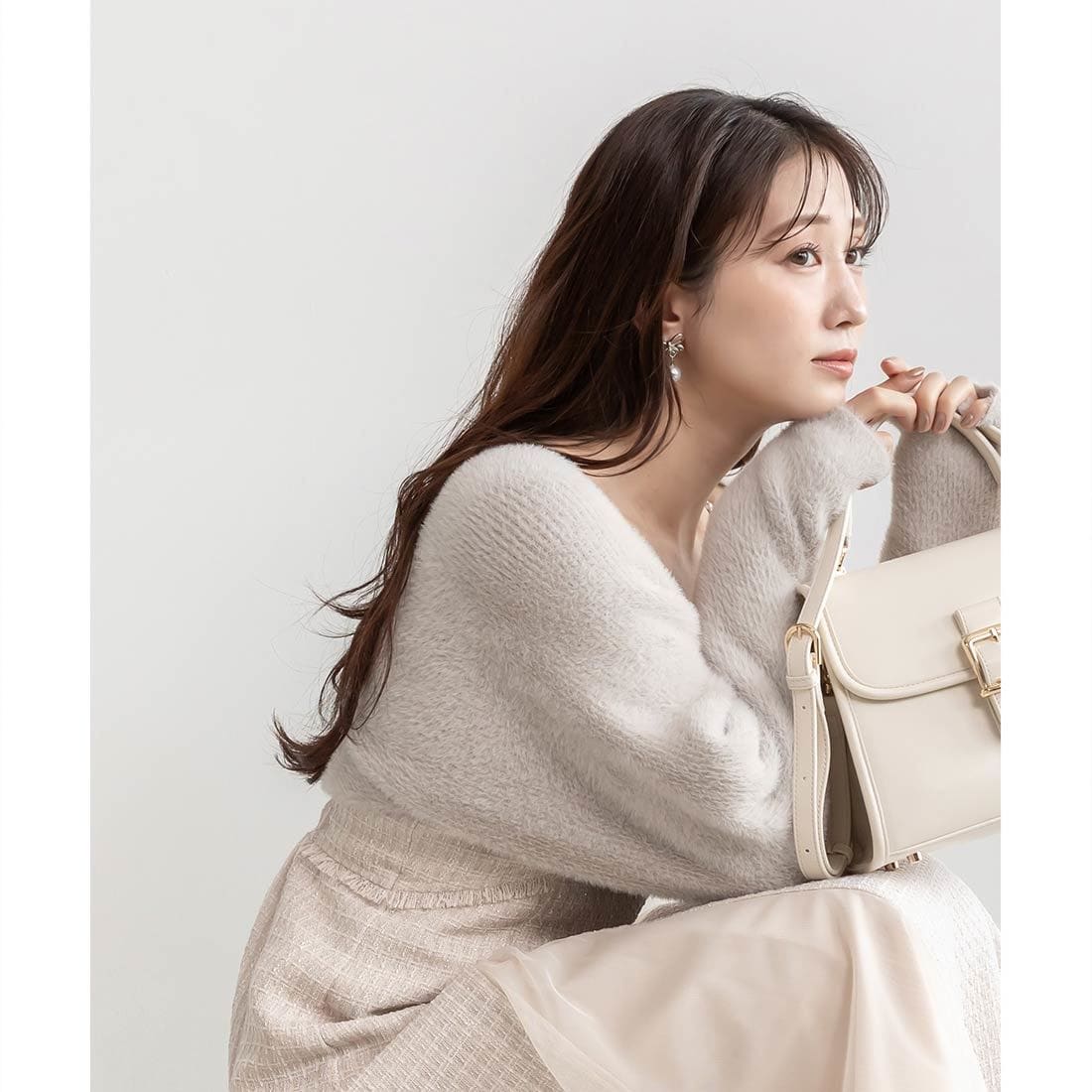 25秋冬新作＞ハートチュールカフスリブニットカーディガン | ランダ