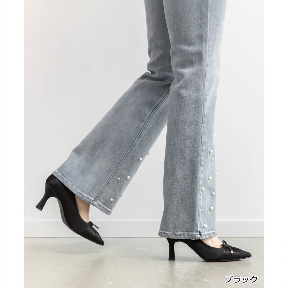 24秋冬新作＞【22-25.5】【走れる美脚パンプス】リボンモチーフ