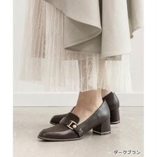 【22.5-25.5】パールバックルヒールアップローファー