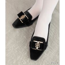 【22.5-25.5】モノグラムリボンベロアローファー