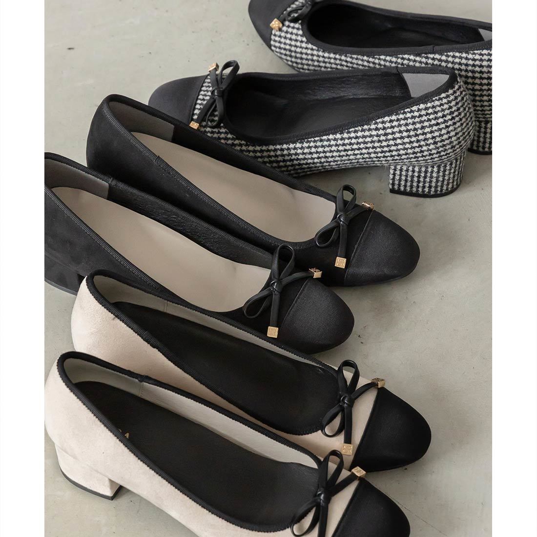 ランダ（RANDA）/＜25秋冬新作＞【22−25．5】コンビマテリアルラウンドトゥパンプス 25秋冬新作＞【22-25.5】コンビマテリアルラウンドトゥパンプス