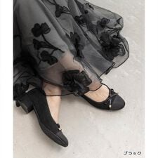 【22-25.5】コンビマテリアルラウンドトゥパンプス