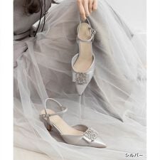 【22.5-25.5】ビジューモノグラムパーツストラップパンプス