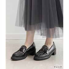 【22.5-25.5】モノグラムスタッズボリュームローファー