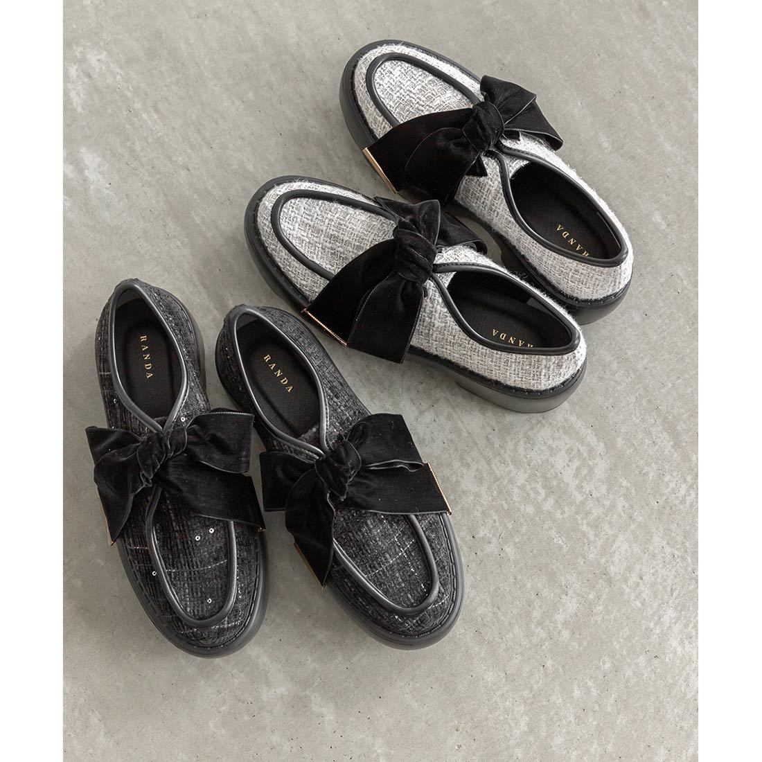 ランダ（RANDA）/＜25秋冬新作＞【22．5−25．5】ベロアリボンボリュームソールシューズ 25秋冬新作＞【22.5-25.5】ベロアリボンボリュームソールシューズ