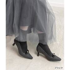 【22.5-25.5】パールリボンニットドッキングブーツ