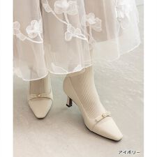 【22.5-25.5】パールリボンニットドッキングブーツ