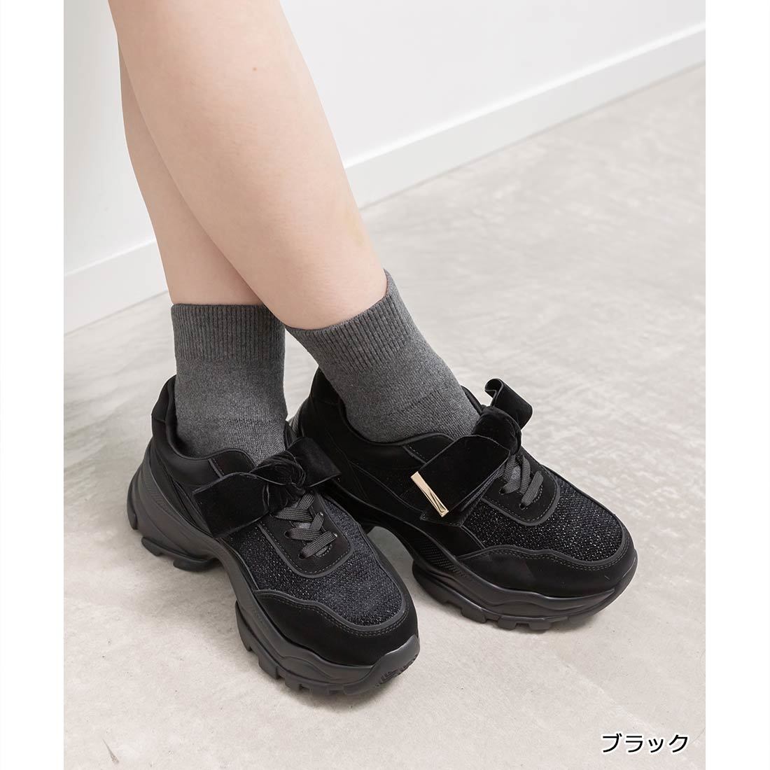 23春夏新作＞【22.5-25.5】クリアソールフラワー刺繍スニーカー