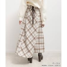 ＜25秋冬新作＞ロービングチェックフレアスカート