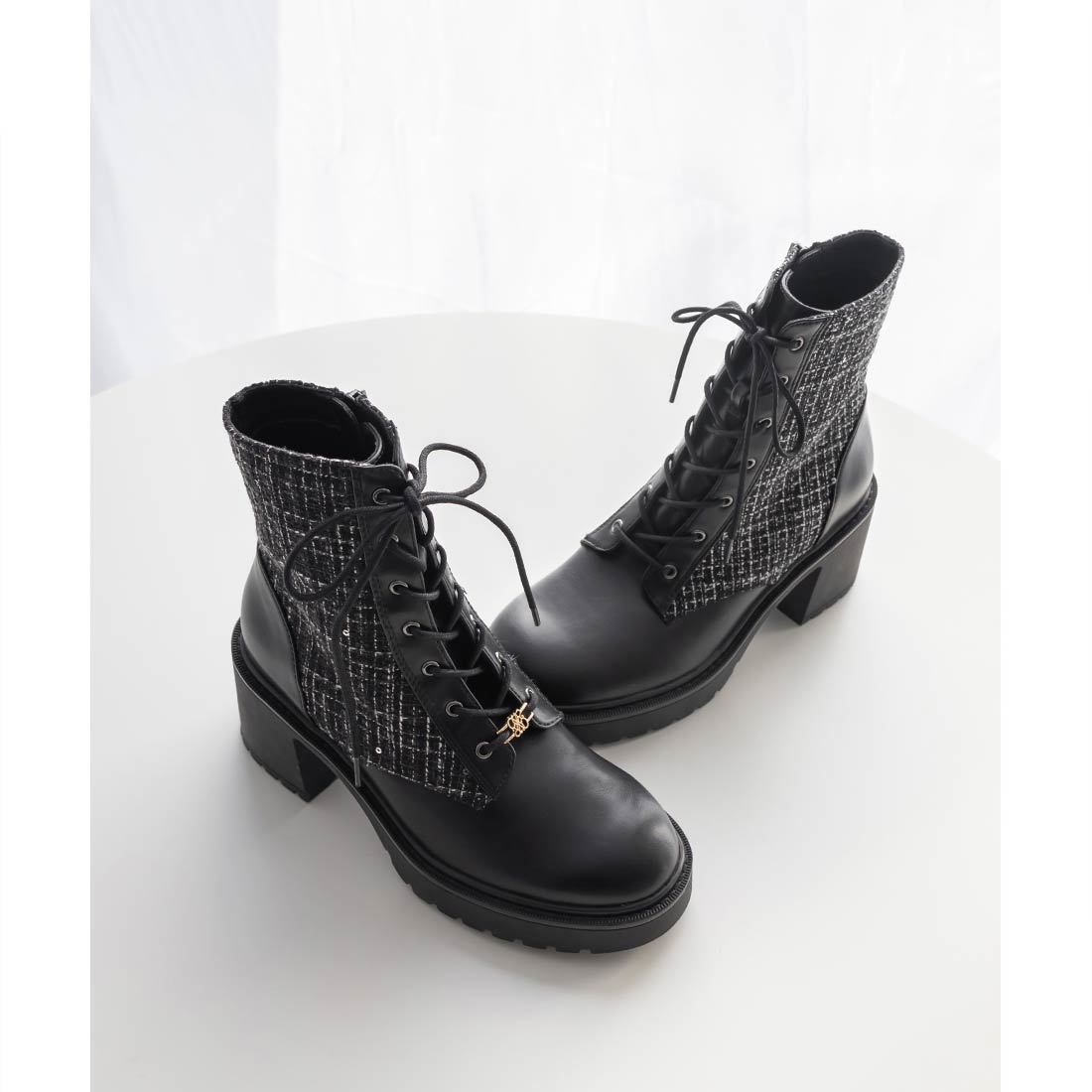 ランダ（RANDA）/＜25秋冬新作＞【22．5−24．5】2WAY モノグラムパーツレースアップショートブーツ 25秋冬新作＞【22.5-24.5】2WAY モノグラムパーツレースアップショート