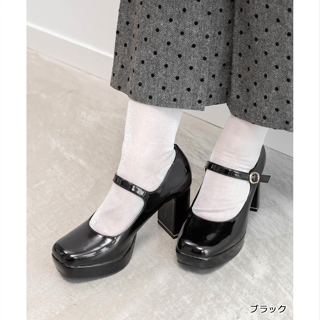 25秋冬新作＞【22-25.5】ビジューバックルグリッターパンプス | ランダ