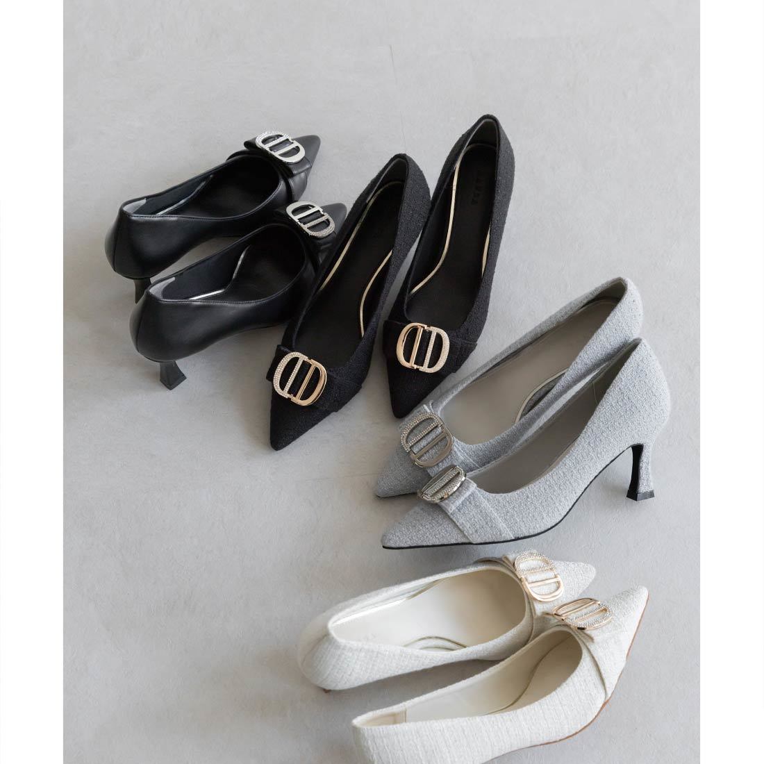 25秋冬新作＞【22-25.5】ビジューメタルパーツポインテッドトゥ