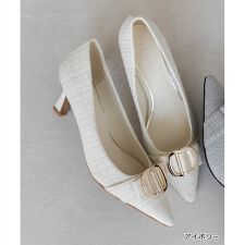 【22-25.5】ビジューメタルパーツポインテッドトゥパンプス