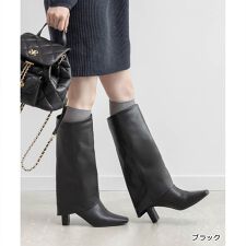 ランダ(RANDA)の＜25秋冬新作＞【22.5-25.5】晴雨兼用 スクエアトゥゲートルロングブーツ