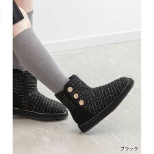 【22.5-25.5】モノグラムパーツキルティングムートンブーツ