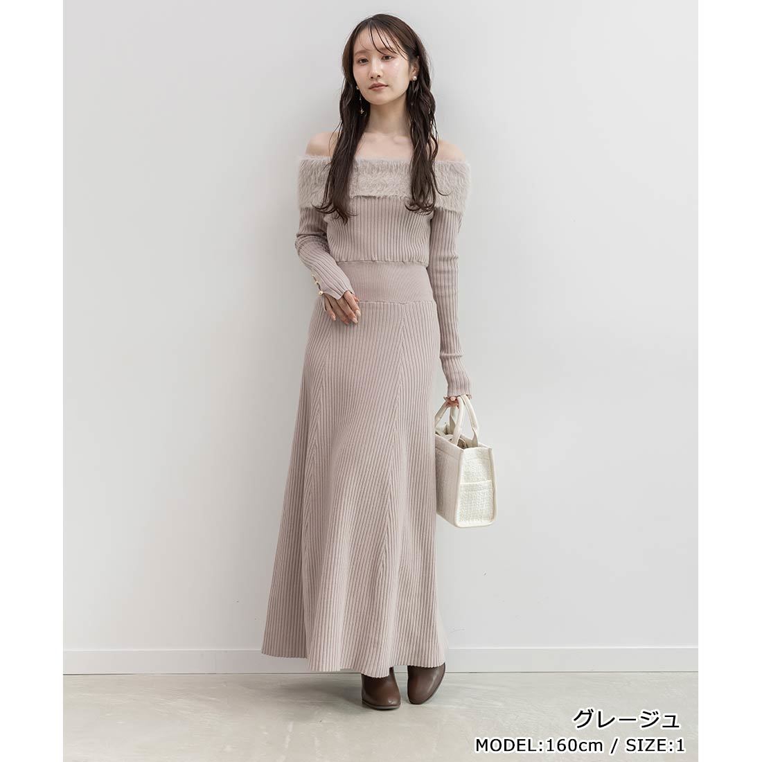 25秋冬新作＞マルチウェイリボンビスチェセットニットワンピース