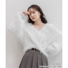 ＜25秋冬新作＞ラメシャギーカシュクールニット