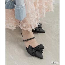 ＜26春夏新作＞【22.5-25.5】2WAY シアーリボンミュールパンプス